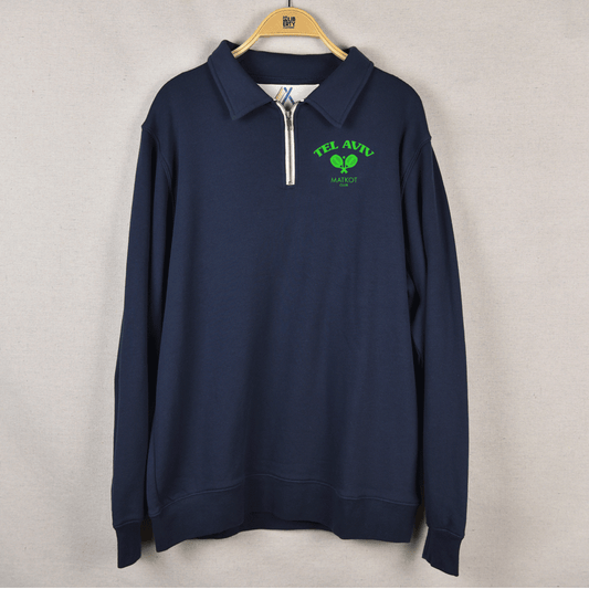 Quarter Zip Sweatshirt Neon Green Logo