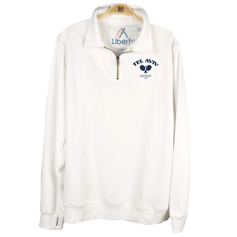 Quarter Zip Logo Sweatshirt White