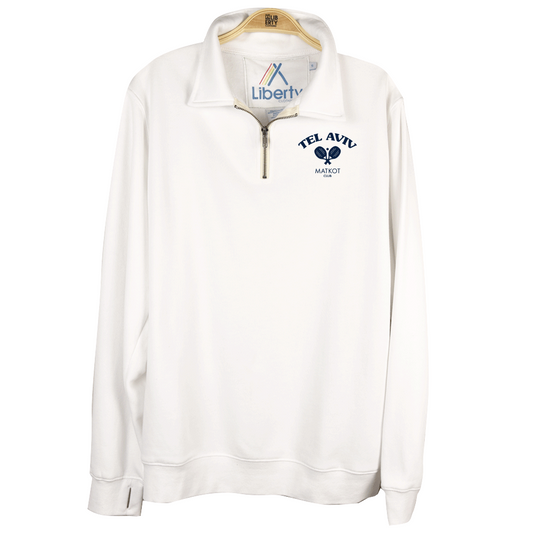 Quarter Zip Logo Sweatshirt White