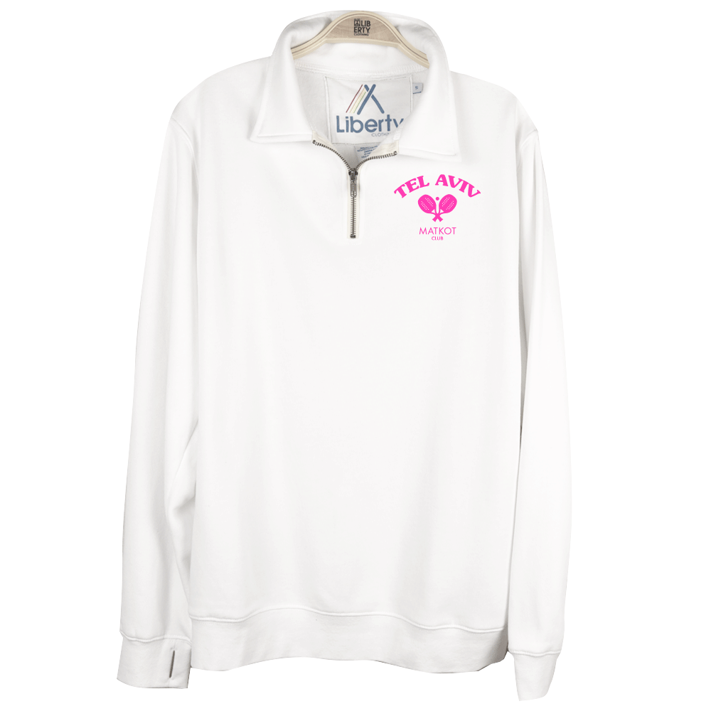 Quarter Zip Sweatshirt Neon Pink Logo