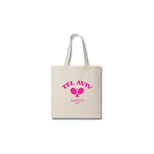 Canvas Tote Bag with Pink Logo